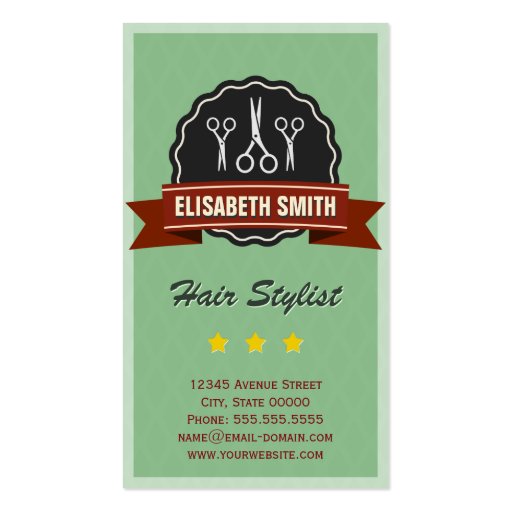 Hairdresser Hairstylist - Retro Vintage Business Card Template (front side)