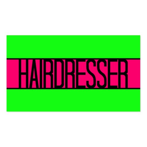 Hairdresser Neon Green and Hot Pink Business Card (front side)