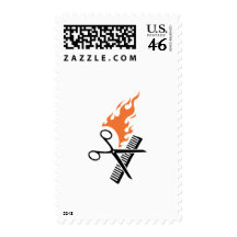 Hairdresser on fire postage stamp
