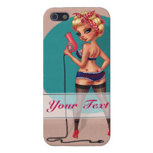 Hairdryer Pinup - Add Your Own Text Cover For iPhone 5