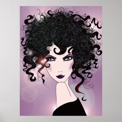 hairstyle posters by MichelineKanzy. sexy girl illustration poster