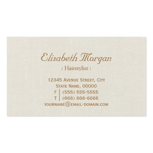 Hairstylist - Burlap Floral Wreath Business Cards (back side)