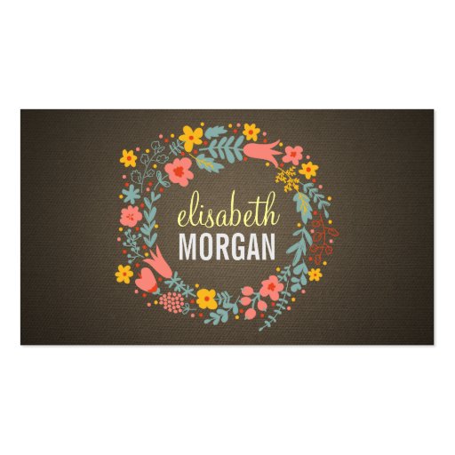 Hairstylist - Burlap Floral Wreath Business Cards (front side)