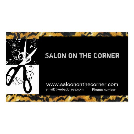 HairStylist Hairdresser WIld Scissors Business Card Template (front side)