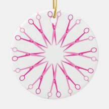 Hairstylist Pink Shears Wreath Christmas Ornament
