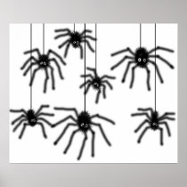 Hairy Cartoon Spiders Poster