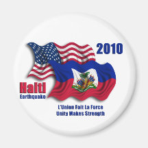 Haitian & American Waving Flags for Haiti Refrigerator Magnets