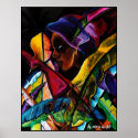 Haitienne en Vitraux IV - entoilage de pastel posters
