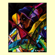 Haitienne en Vitraux IV - entoilage de pastel posters