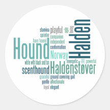 Halden Hound Round Sticker