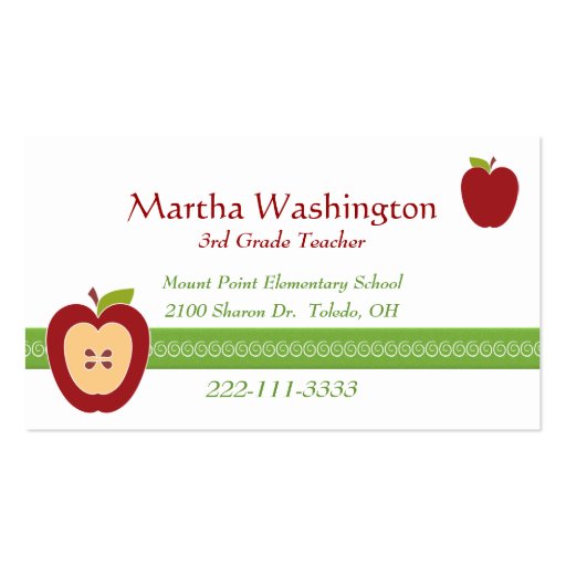 Half Apple Teacher's Business Card