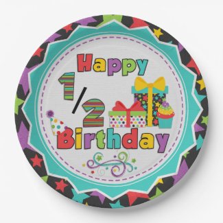 Half Birthday Celebration Paper Plates 9 Inch Paper Plate