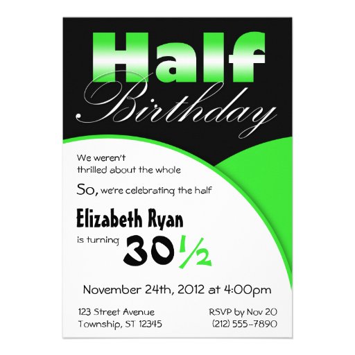 Half-Birthday Lime Green Party Invitations