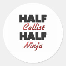 Half Cellist Half Ninja Round Sticker