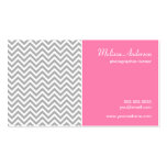Half Chevron Pattern Gray and Pink Business Card Templates