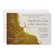 Half Damask Chocolate Wedding Invitation invitations