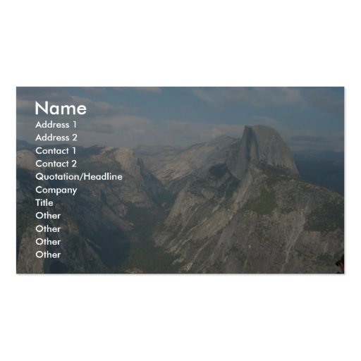 Half Dome In Yosemite National Park (As Viewed Fro Business Card Template