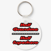 Half Grandma Half Superhero keychains