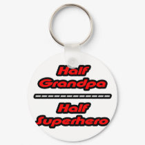 Half Grandpa Half Superhero keychains