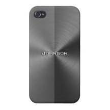 Half Grey & Black Radial Metal with Custom Name | Case For iPhone 4