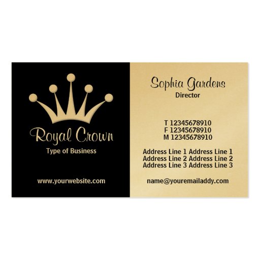 Half & Half (Crown) - Black and White (Gold) Business Card (front side)