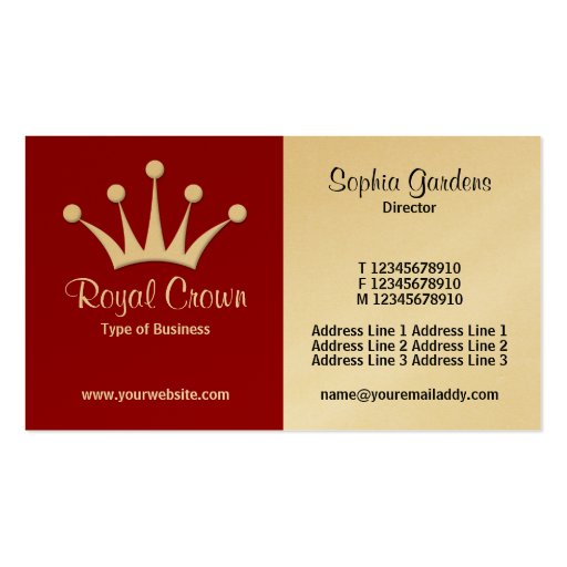 Half & Half (Crown) - Maroon (Gold) Business Card Templates (front side)
