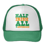 HALF IRISH ALL AWESOME funny St Patrick's day Mesh Hats
