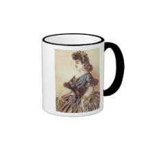 Half length portrait of a woman coffee mugs