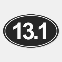 Half Marathon 13.1 Oval Sticker (Black)