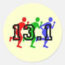 Half marathon running round stickers