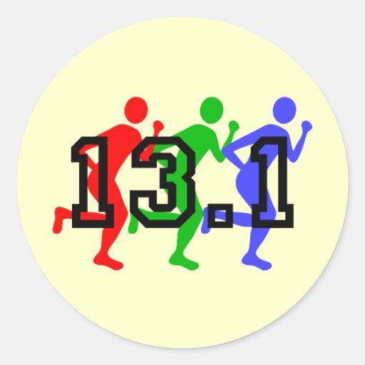 Half marathon running round stickers