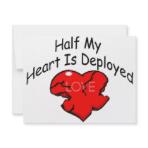 Half My Heart Is Deployed (Heart) Custom Invites