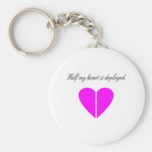 Half My Heart Is Deployed Pink Keychain