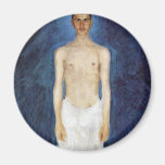 Half-Nude Self-Portrait Against A Blue Background Refrigerator Magnets