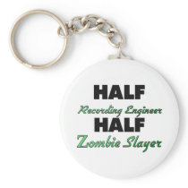 Half Recording Engineer Half Zombie Slayer Keychain
