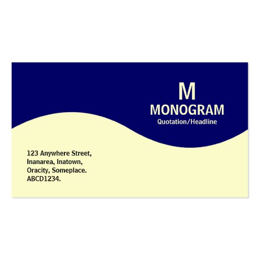 Half Wave Monogram - Cream with Dark Blue 000066 Business Cards (front side)