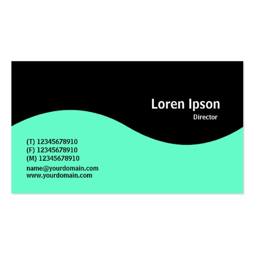 Half Wave Monogram - Turquoise and Black Business Cards (back side)