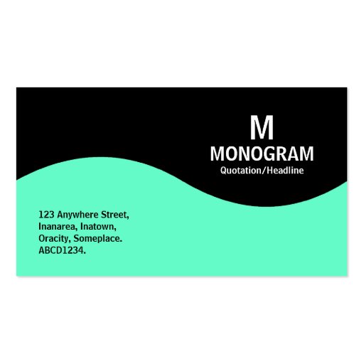 Half Wave Monogram - Turquoise and Black Business Cards