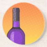 halftone comic wine glass and bottle drink coaster