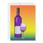 halftone comic wine glass and bottle announcements