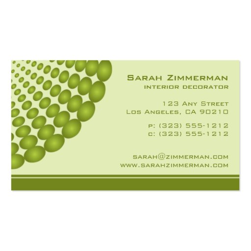 Halftone Designer Lime Business Card (back side)
