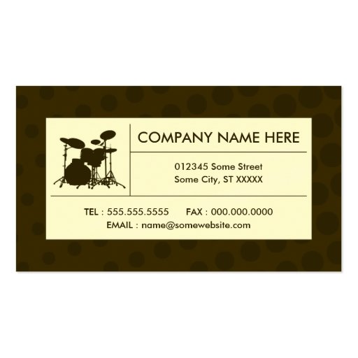 halftone drums business card template (front side)