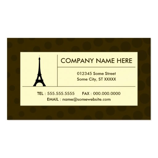 halftone eiffel tower business cards (front side)