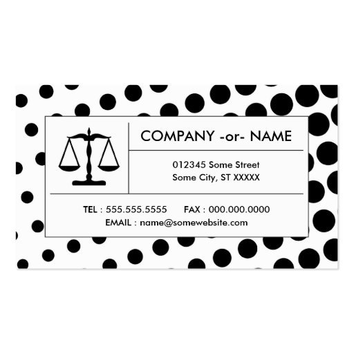 halftone justice scale business card (front side)