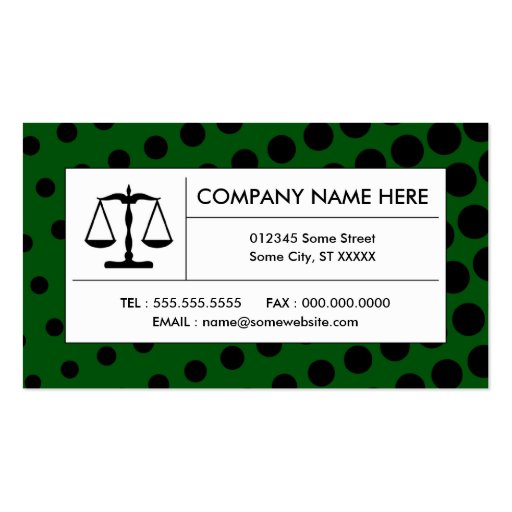 halftone justice scale business cards (front side)
