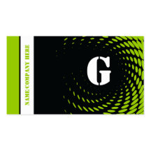 Halftone monogram black green business cards