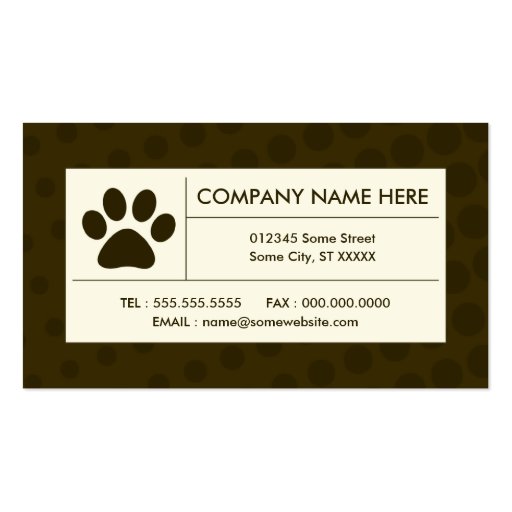 halftone pet paw business card template