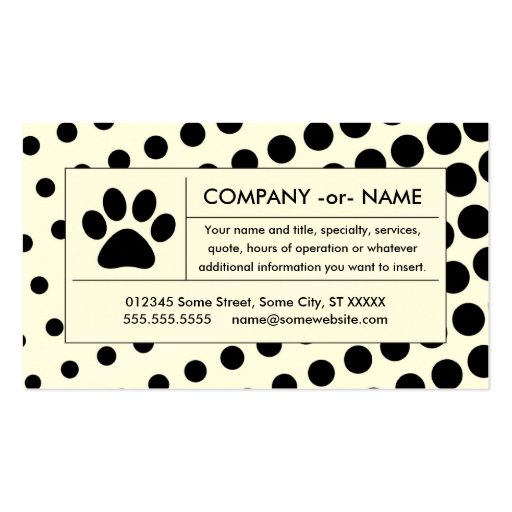 halftone pet paw business card templates (front side)