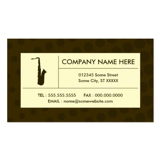 halftone saxophone business cards