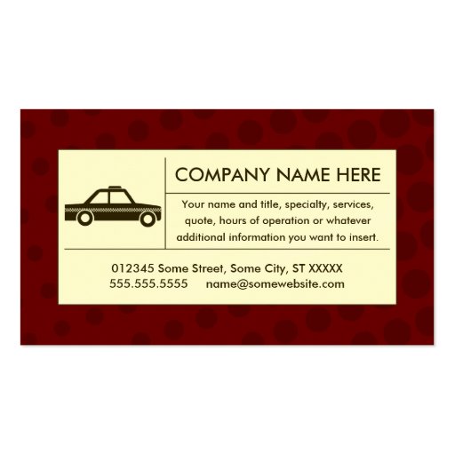 halftone taxi cab business card (front side)